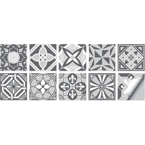 Juego de 10 pegatinas autoadhesivas para azulejos 15 x 15 cm, pegatinas azulejos PVC impermeables, papel tapiz decorativo pared resistente aceite (1/5)