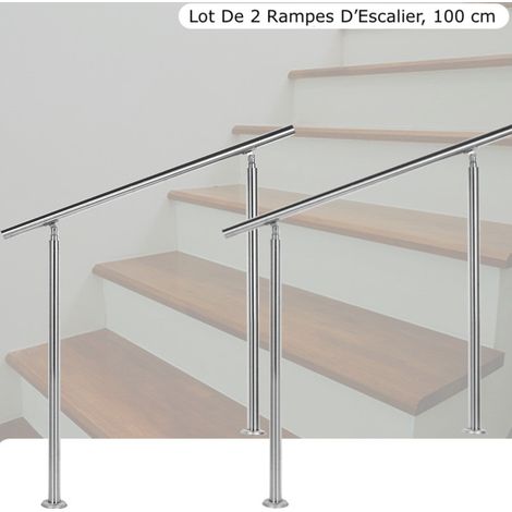 Lot de 2 Rampes D'Escaliers, Sur Pied, 100 cm, Acier Inoxydable (1/5)