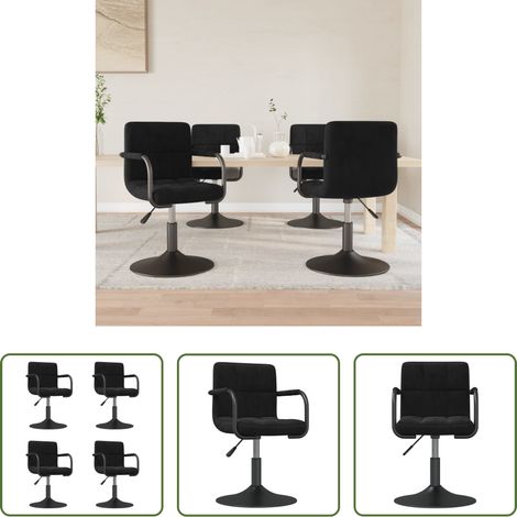 vidaXL Sillas de comedor giratorias 4 unidades terciopelo negro (1/5)