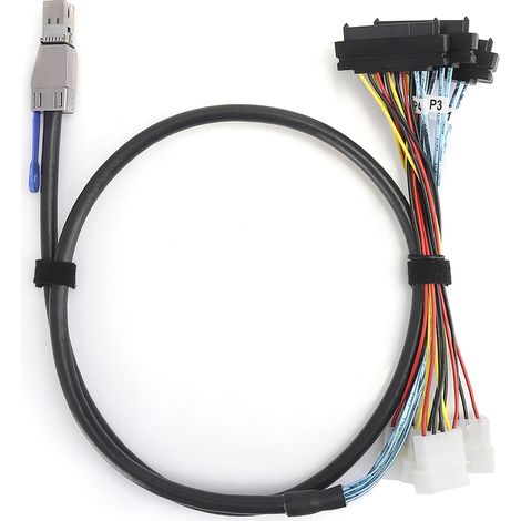 Cable Disque Dur Externe - Mini SAS SFF-8644 vers 4x SFF-8482 - 12 Gbps - Compatible Serveur Disque Dur Commutateur - 1 m (1/5)