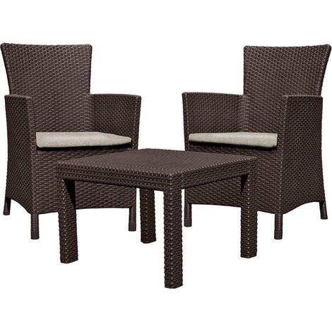 Keter Rosario conjunto de muebles de jardín marrón 3 piezas