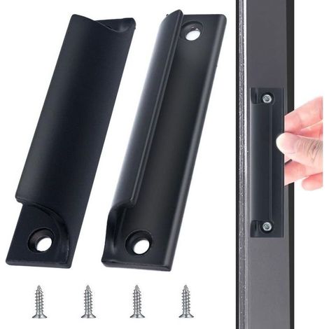 Poignée en Alliage D'aluminium,2 pcs Poignées de Porte de Balcon Extérieures,Poignée de Porte Coulissante,Poignée de Tiroir D'armoire,Poignée Profil Cuisine avec 4 Vis pour Armoires de fenêtres,Salon (1/5)