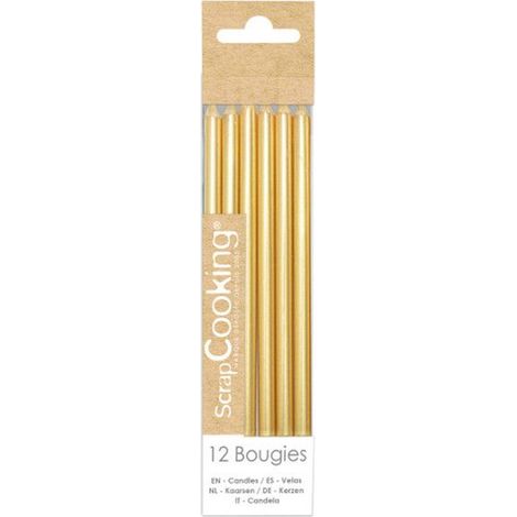 Bougies longues - SCRAPCOOKING - Doré - 12 cm - 12 pcs - Décoration de fête (1/4)