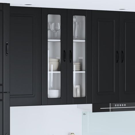 Küchenschrank mit Regal Schwarz 60 x 31 x 100 cm Holzwerkstoff