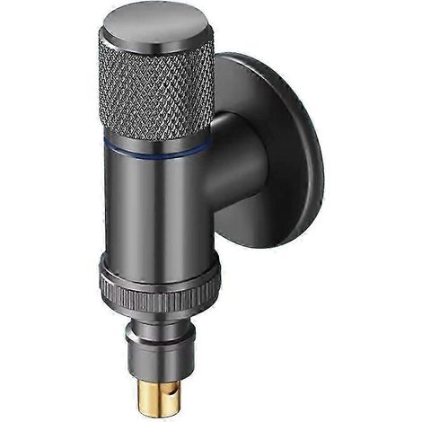 Robinet d'arrêt d'eau automatique pour lave-linge, en laiton massif, simple sortie d'eau froide murale, gris. (1/5)
