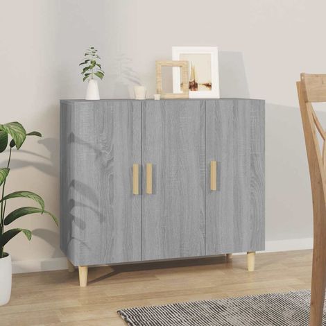 Buffet - Armoire de rangement Enfilade Sonoma gris 90x34x80 cm Bois d'ingénierie BV184004 - BonneVie (1/5)