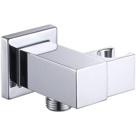 royaluxe -Support de pommeau de douche Support de pommeau de douche en laiton carré argent (1/5)