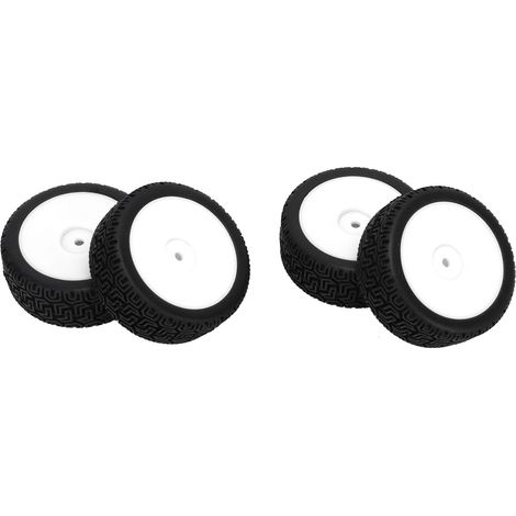 Ensemble de 4 pneus plats blancs pour voiture de sport RC 1/10 : caoutchouc robuste, amorti haute résistance à l'usure, roues durables. (1/5)