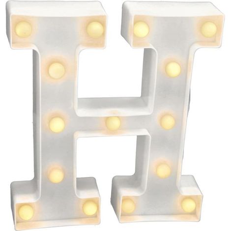 Lettres Lumineuses Alphabet Lumineux Lampe LED Lettre Lumières Lettre Deco Opérateur à Piles pour Réceptions Partie Mariage (H) (1/5)