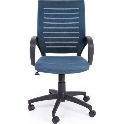 Sedia da ufficio blu con ruote e braccioli (1/5)