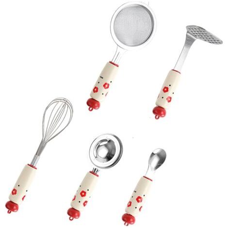 Ensemble d'ustensiles de cuisine Dopamine, complément alimentaire, passoire, cuillère pour bébé, séparateur de jaune d'œuf, tamis fin, ensemble de 5 pièces (1/5)