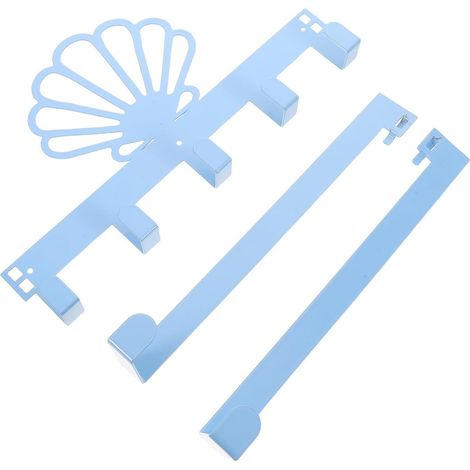 Crochet Mural en Fer Bleu pour Serviettes, Peignoirs et Paquet Forme Coquillage 5 Crochets Style Bord de Mer, Organisation Gain de Place pour Salle de Bain (1/5)