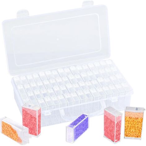 64 Grilles Diamond Painting Accessoires Boite de Rangement, Amovible en Plastique Broderie à Compartimen, 5D Diamant Outils de Peinture Boîtes D'assortiment pour DIY Art Craft (1/4)