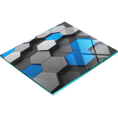 Plateau décoratif en verre avec graphismes 3D pour présenter des amuse-gueules 60 x 52 cm (1/5)