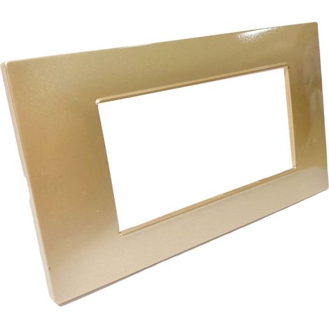 Placchetta per interruttore in metallo a 4 oro satinato cassetta 504 compatibile con vimar plana supporto cover (1/2)