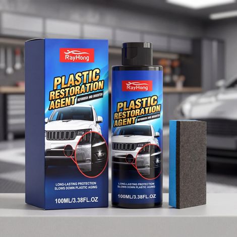 Plastic Care Kit: Daily Multi-functional Cleaning and Polishing Kit for Car Interiors and Exteriors - Includes 100ml Plastic Care Solution and 1 Sponge (1/5)