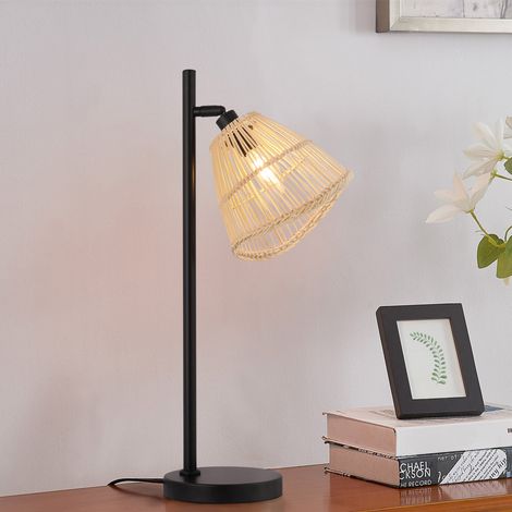 HOME DELUXE Tischleuchte aus Rattan FELIA - Beige  Tischlampe, Rattanlampe, Boho-Tischlampe (1/2)