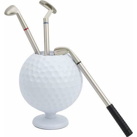 Golf Pen Holder, Three Golf Club Shaped Ballpoint Pens with Golf Club Shaped Pens for Home Office School (1/5)