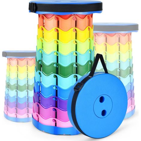 Tragbarer Klapphocker, verbesserter höhenverstellbarer Camping-Klapphocker (6,5–45 cm), Mini-Teleskop-Klappstuhl für Grillen, Angeln, Reisen und Wandern (1/5)