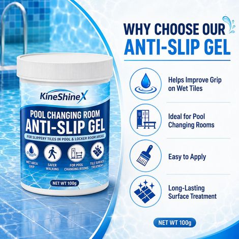 KineShineX anti-slip gel for pool changing rooms and wet area tiles for enhanced grip. (1/4)