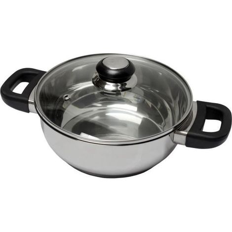 BAUMALU 331974 Pentola 24 cm inox + coperchio in vetro Saphir bakelite