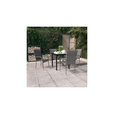 Ensemble à manger de jardin 5 pcs Gris et noir (1/5)