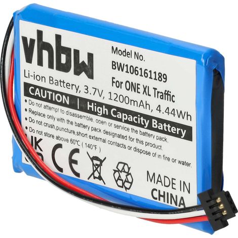 vhbw Batterie remplacement pour TomTom ICP553450, AHA11111009, 1ICP6//34/50 pour GPS, appareil de navigation (1200mAh, 3,7V, Li-ion)