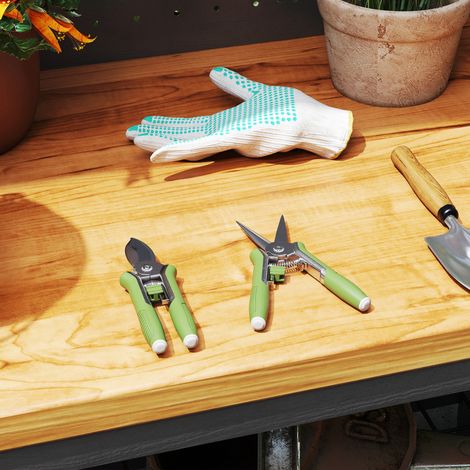 Gartenwerkzeug Set 2 Stück Garten Werkzeug aus Edelstahl Gartengeräte mit Gartenschere Astschere Grün+Silber