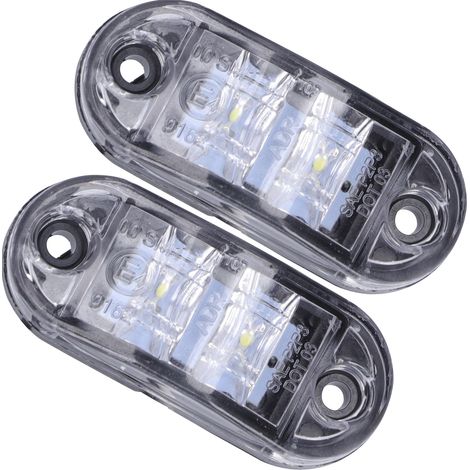 Feux de position latéraux 2 LED 10-30V, clignotants super lumineux pour voitures, camions, remorques, camping-cars - Blanc, signalisation auto (1/5)