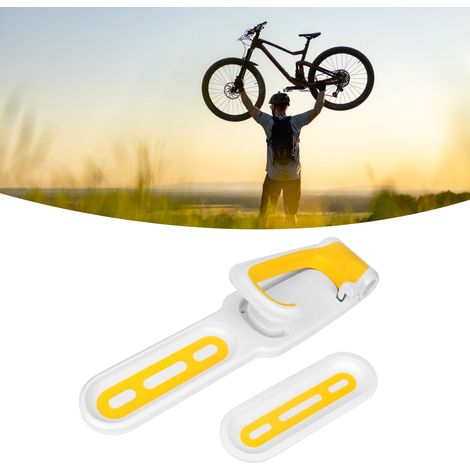 Support mural vélo vertical manœuvre simple rangement pratique blanc jaune garage (1/5)