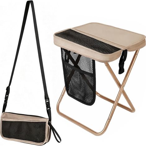 Tabouret de camping pliable - Mini chaise pliante avec hauteur d'assise de 31 cm - Charge maximale de 120 kg - Tabouret pliable léger pour camping, pêche, pique-nique, voyage et jardin (1/5)