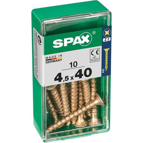 Scatola da 10 unità di viti per legno a testa piatta in Yellox 4,5x40mm Spax