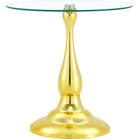 Tavolino rotondo in vetro temperato con base in metallo dorato, 50 cm (1/5)