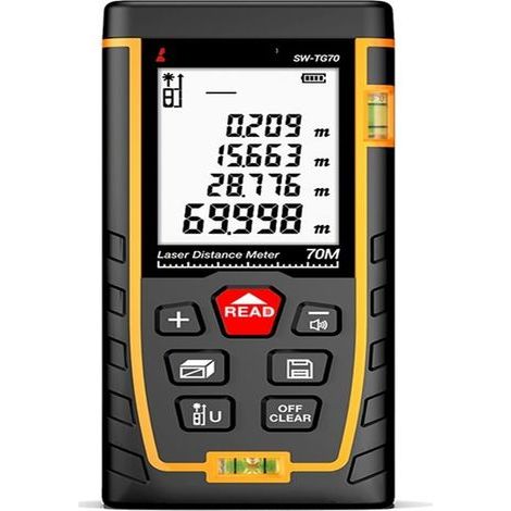 Télémètre laser, télémètre laser durable, ruban à mesurer laser haute précision de 70 mètres, utilisé pour mesurer la distance, la superficie et le volume (1/4)