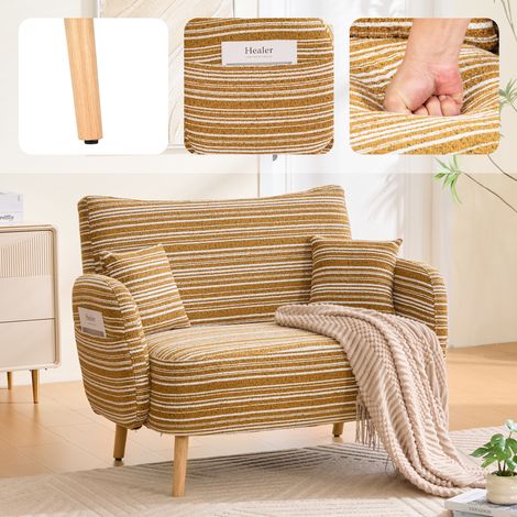 Canapé, avec coussin, avec accoudoirs, pour chambre, coussin d’accoudoir et sac de rangement, adapté à chambre petit espace appartement-Mi