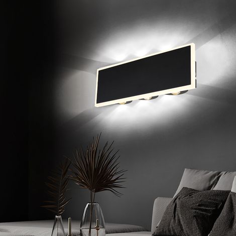 Lampada da parete lampada da parete lampada da corridoio lampada da soggiorno camera da letto, metallo nero opale chiaro, 1x LED 12W 850Lm 3000K, ÜxLxH 50x25x9cm