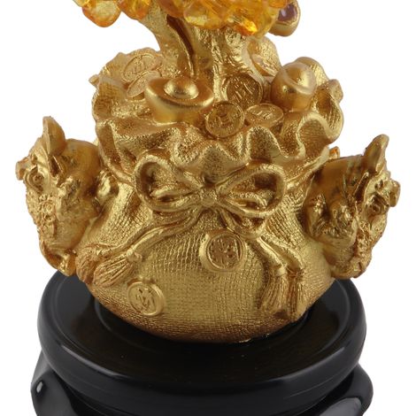 Arbre de Fortune en Quartz Jaune avec Double Crapaud d'Or, Décoration Bonsai Porte-Bonheur pour Richesse et Prospérité (1/5)