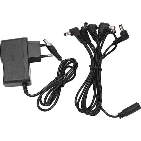 Alimentation pour pédales d'effets guitare, bloc d'alimentation 6 sorties en métal, 100-240 V, prise UE, noir (1/5)