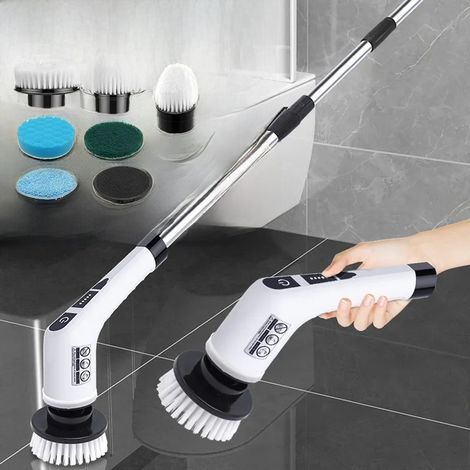 Brosse de nettoyage électrique 7 en 1 avec brosse rotative pour la cuisine, la salle de bain et le salon - Outil de nettoyage ménager (1/5)