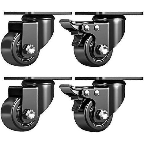 Roulettes pivotantes robustes de 5 cm (2 pouces) avec 2 roues pivotantes et 2 roues avec frein. Roues en nylon renforcé pour usage industriel. Capacité de charge : 600 kg. (1/5)