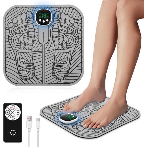 Massage Pieds, Masseur de pieds EMS avec Télécommande, 8 Modes et 19 Intensités, Masseur de Pieds électrique Pliable pour la Circulation Sanguine et le Soulagement des Douleurs Musculaires (1/5)