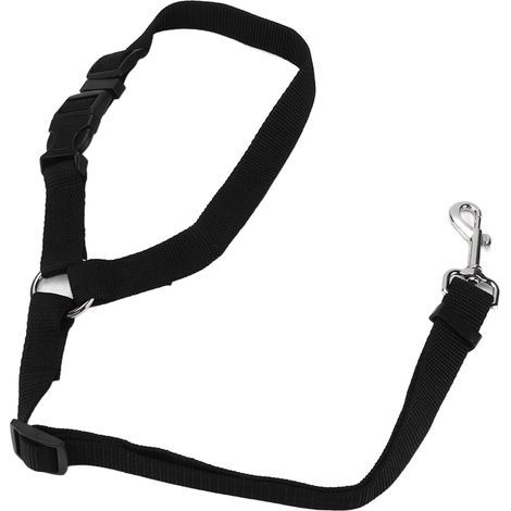 Ceinture de sécurité pour chien en Nylon noir réglable professionnel Durable harnais de sécurité de voiture fournitures pour animaux de compagnie noir (1/5)