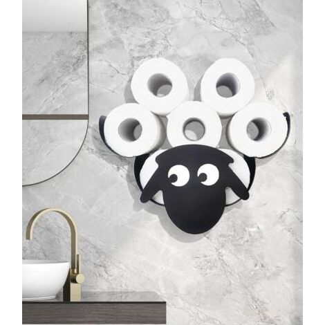 Porte-Papier Hygienique ,Porte-rouleau de papier toilette de rechange,7 Rouleaux Muraux,Décoration murale(Modele Mouton) (1/5)