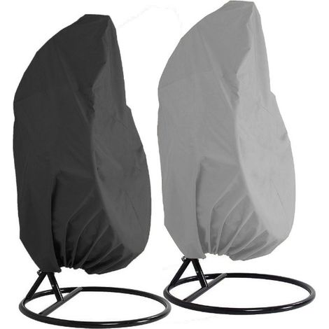 Sollbry 2 pièces Housse de Chaise à Suspendre Balancelle,210D Couverture de Fauteuil Suspendu Housse de Protection,Housse oeuf Suspendu Extérieur(noir,gris) (1/5)