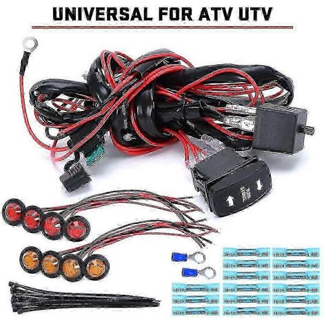Kit universal de intermitentes para ATV/UTV, sistema de arnés de relé de bocina para carrito de golf, SXS, ATV, UTV, Street Kit Edition 0618 (1/4)