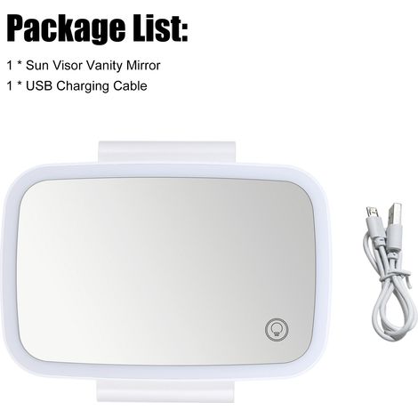 Auto-Sonnenspiegel mit LED – Verstellbare Clip-Halterung, klappbar, wasserdicht, USB-aufladbar – Weiß, 17,9 x 11,9 cm, ABS (1/5)