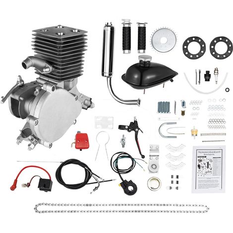 100CC 2-Stroke Bicycle Engine Kit Fits 26" 28" Bikes, Single Cylinder Air-cooled Petrol Gas Engine Bicycle Bike Motor Kit Bike Conversion Full Set Motorized Bicycle Push Bike
