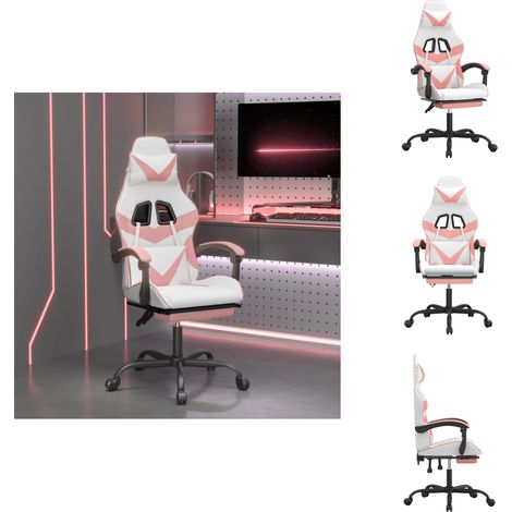 Chaise de jeu avec repose-pied Blanc et rose Similicuir - Chaise De Jeu - Chaises De Jeu - TrĂ´ne De Jeu - Chaise De Bureau (1/5)
