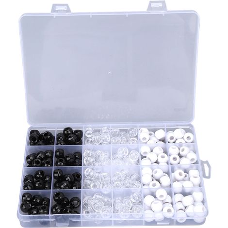 240 perles dreadlocks noires blanches transparentes, tubes 0.5 pouce pour tresses et coiffures, accessoires de tressage (1/5)