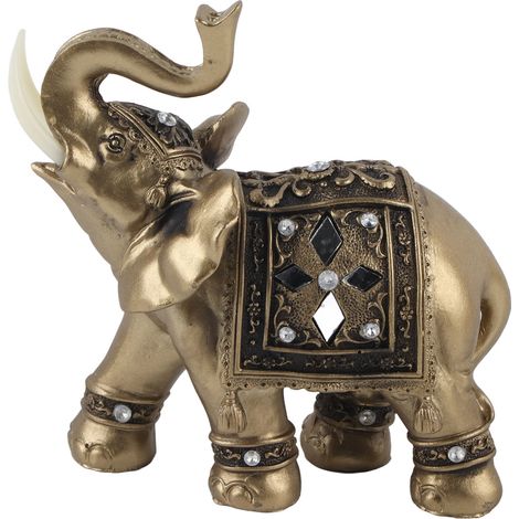 Statue d'éléphant élégante en or, décoration de bureau et maison, figurine cadeau (taille M) (1/5)